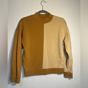 Madewell color block sweatshirt two tone gold long sleeve womens